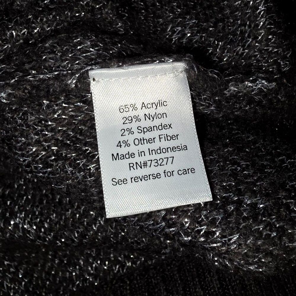 Nine West Metallic Leopard Print V-Neck Tunic Sweater Gray Silver M EUC - Picture 10 of 11